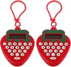 YARNOW Mini Calculator Keychain Portable Cute Strawberry Pocket Calculator with Key Ring Lightweight Electronic for Students and Kids School Supplies