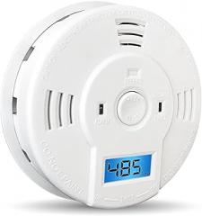 Shackcom Combination Smoke and Carbon Monoxide Detector, 5-Year Battery Smoke Alarm with LCD Display for Home, 1 Pack, White
