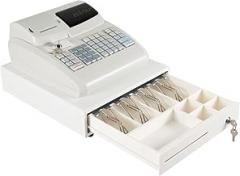 LYNICESHOP Electronic Cash Register, Electronic Cash Register Drawer with Lock, Cash Register Thermal Printer Money Clips & Compartment for Bills Coins, 6 Digits LED, 47 Keys, Retail/Restaurant POS