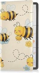 Car Registration and Insurance Holder Cute Bee Pattern Registration Insurance Card Holder PU Leather Glove Box Organizer Makes Your Documents In
