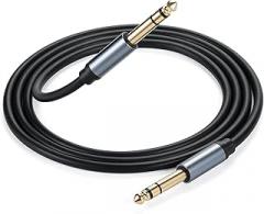 Halokny 6.35mm to 6.35mm Instrument Cable, Golden Plated 1/4 Inch Male to Male TRS Stereo Audio Jack for Electric Guitar, Bass, Amplifier, Speaker, Mixer 6FT/1.8M (Male to Male TRS 6Ft)