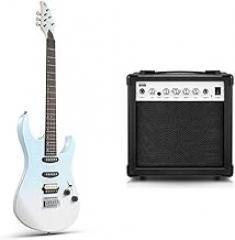 Donner DMT-66 39 Inch Full Size Electric Guitar for Beginner, Starter Electric Guitar Kit with Bag, Gradient Blue and DEA-20 Guitar Amp