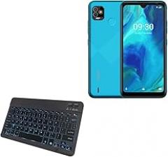 BoxWave Keyboard Compatible with Tecno Pop 5 - SlimKeys Bluetooth Keyboard - with Backlight, Portable Slim LED 7 Colors - Jet Black