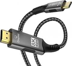 8K@60Hz Type-C to HDMI2.1 Cable 4K@240Hz HDR HDCP VRR ALLM for TV Display Projector Compatible Maic OS Winndows L0S Lpaid LPhonie Replacement for OEM New 2026 High for Reliable Electronic Component