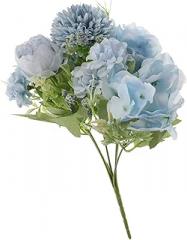 Milisten Faux Peony Bouquet Artificial Flowers 7-Branch Purple Hydrangea Stem Silk Floral Arrangement Home Table Decoration Wedding Centerpiece