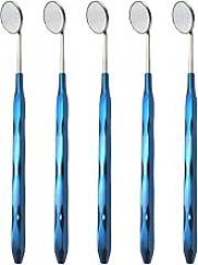 ARTMAN INSTRUMENTS Dental Mirror Stainless Steel with Blue Plasma Handle, Set of 5 Dental Mirrors Front Surface Rhodium Plasma Coated Cone Socket Threading