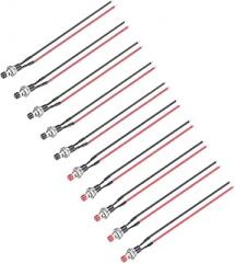 MECCANIXITY Set of 10 1A 250V AC 7mm Mini Momentary Push Button Switch SPST PBS-111 NC Red Switch Button with Pre-Soldered Wires for Electronic Devices Household Appliances