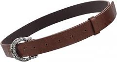 Milisten Women’s Western Pu Waist Belt with Snake Buckle, Brown Dress Belt for Jeans and Casual Outfits, Fashionable Waistband for Women