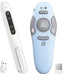 QUI Presenter Clicker Bundle | Pen-Shaped USB A White & Remote-Shaped USB A Blue