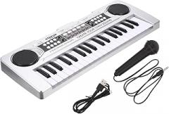 Key Electronic Piano with Microphone Plastic Musical Instrument for Early Learning Hand-Eye Coordination and Creative Development Silver Multifunctional Keyboard for Boys