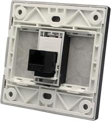 Black RJ45 LAN Panel Wall Plate with Female Straight CAT6 Shielded CAT.6A Trapezoidal Jack(Female CAT6)