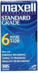 Maxell T120GX/5PK VHS Cassette Standard Grade T-120, 6 Hour 5-Pack