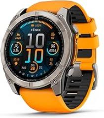 Garmin fēnix® 8 – 51 mm, AMOLED, Sapphire, Premium Multisport GPS Smartwatch, Long-Lasting Battery Life, Dive-Rated, Built-in LED Flashlight, Titanium with Spark Orange/Graphite Band