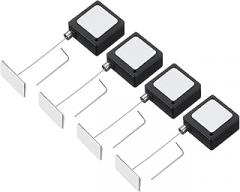 PATIKIL 3.3 Ft Retractable Remote Control Tether, 4 Pcs Square Security Cable Lanyard Lock with Adjustable Clasp Adhesive for TV Remote Control Controller, Black(Square Iron Cap)