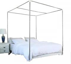 Mosquito Net e, Thickened Spiral Connection Style Post Princess Bed Stainless Steel Canopy Curtain for Queen Size Stainless Steel 4 Corner Bed Mosquito Net Bracket,2 * 2.2 M