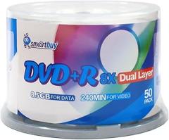 Smart Buy Logo 50 Pack DVD Plus R DVD+r Dl 8.5gb 8X Double Layer Blank Data Record 50 Discs Spindle
