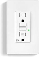 1-Pack GFCI Outlet 15 Amp, Self-Test GFI Electrical Receptacle with LED Indicato, Tamper & Weather Resistant (TR/WR), UL Listed, LED Indicator, Wall Plate Included,Screwless Matte White