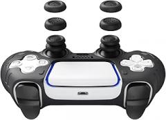 JEMDO Thumb Grips for PS5/PS4/Switch Pro Controllers, Silicone Joystick Caps with Anti-Slip Design, 3 Heights (High/Mid/Low) Button Caps, Gaming Accessories for FPS/RPG/Action Games,Black (6pcs)