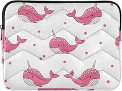 Laptop Computer Case Portable Electronic Device Cover Whales Polka Dots White Protective Case with Zipper