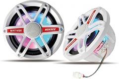 MS65E2 6.5 Inch Marine Speakers with 7-Color LED Lights，2 Way IP67 Waterproof and Weather Resistant Outdoor Stereo Sound System with 300 Watt Max, White (2 Speakers)