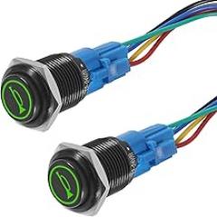 UMLIFE 2PACK Horn Button Switch 12 Volt Momentary Push Button Switch 12V Horn Switch Speaker LED Stainless Steel 16mm Metal Switch for Car Modification -Green