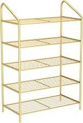 Shoes Shelf 5 Tier Large Capacity Metal Storage ShelvesMultipurpose Shoe Rack Hold Clothes Towels Electronics and More Stackable Shoe Rack (Color : Gold) (Gold)