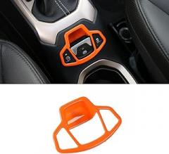 for Renegade 2016-2023 Car Interior Center Console Electronic Handbrake Panel Decorative Trim Cover Sticker Accessories ABS Orange