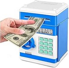Cash Box Electronic Piggy Bank ATM Password Money Box Cash Coins Saving Box ATM Bank Safe Box Automatic Deposit Banknote for Stores, Businesses