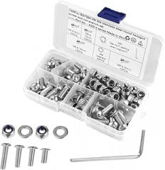 Assorted Machine Screws Kit 130 Pieces Stainless Steel Round Head Bolts Full Thread Bolt Hexagon Nuts Screws Ideal for and Electronics