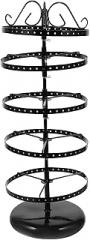 Milisten Rotating 5-layer Iron Jewelry Organizer Stand with 360° Swivel, 220-hole Earring Display Holder, Black Metal Rack for Large Capacity Tabletop Jewelry Storage and Display