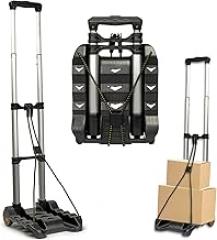 Compact Folding Luggage Cart with 2 Wheels, Lightweight Aluminum Hand Truck Dolly for Travel, Backpack, Office, Moving Use