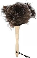 Ostrich Feather Duster 11.02 inch Premium Feather Duster with Wooden Handle Delicate Surfaces Cleaning Supplies for Car Home Office