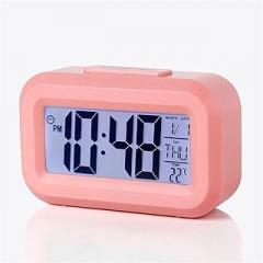 Snooze Mute Calendar Desktop Electronic Backlight Table Clocks Desktop Clock Digital Alarm Desk Clock Backlight Wall Decor Living Room Wall Clock Large(Black) (Pink One Size)