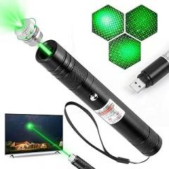 Long Range Green Laser Pointer, Laser Pointer High Power, Green Lazer Pointer Rechargeable for Hiking, Cat Laser Toy USB Charge