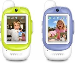 Video Walkie Talkies for Kids, 2 Pack Rechargeable Video Walkie Talkies, HD Camera, Voice Changer, for Family Fun Camping and Travel, Ages 3-12, Green and Purple