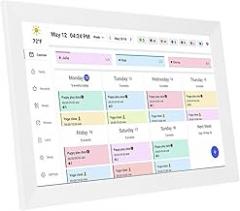 Jiawu 15.6 Inch Smart Digital Calendar, Electronic Chore Chart WiFi Wall Planner with Full HD Touchscreen Interactive Display for Family Schedules, Digital Picture Frame, APP Control (US Plug)