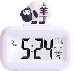 Ymiko Cartoon Desktop Electronic LED Clock Cute Alarm Temperature ()