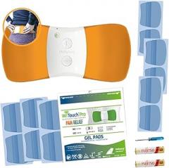 WiTouchPRO Orange Back Pain Relief Bundle, TENS Unit Plus 6 Pairs of Gel Pads
