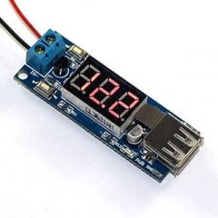 2 in 1 Buck Step-Down DC-DC Converter and 5V USB Charger Board with 4.5V to 40V LED Voltmeter for Charging Cell Phones, MP3 Players, Tablets, and Other Electronics