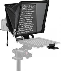 Teleprompter, Foldable 14in Smartphone Control Teleprompter Teleprompter for Camera Teleprompter for Laptop with Remote Control Cleaning Cloth for Online Teaching Live Streaming