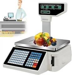 Digital Price Label Printing Scale, Double-Sided Display LCD Screen Weight Price Scale, 30kg/66.14 lbs Capacity, Commercial Electronics Barcode Thermal Printer, for Supermarke,