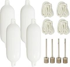 Yacht Accessories 4pcs Boat Fenders 15.8 X 38.6 Inches Bumper with 2m White Rope for Yachts Fishing Boats Pneumatic Tools