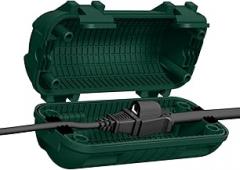 Extension Cord Cover Outdoor, IP54 Water-Resistant Power Cord Protector Electrical Connection Box Outside Weatherproof Cable Safety Cover for Electronics Plug Outlet Tool Holiday Light, Green