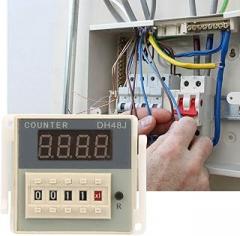 Electronic Counter, Digital Counter LCD Digital Electronic Counter 8-pin Delay Time Relay 0-999900 Digital Display Digital Counter (12VAC/DC)