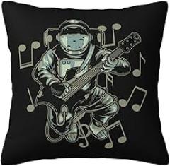 Astronauts Play Electronic Guitars with Melodic Signs in Space Throw Pillow Covers 18x18 Inch Double-Sided Cushion Cases Farmhouse Home Decor for Couch Bed Sofa, 3220044
