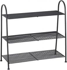 3- Tier Shoe Rack Metal Storage Shelves Multi- Function Storage Shelf Hold up Clothes Towels Electronics Plants Books and More/Black/65 * 28 * 63Cm