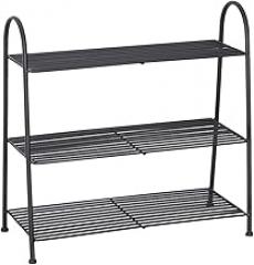 Shoe Rack 3-Tier Shoe Rack Metal Storage Shelves Multi-Function Storage Shelf Hold up Clothes Towels Electronics Plants Books and More/Black/65 * 28 * 63Cm