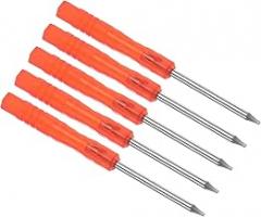 Tiny Torx Screwdriver, 85mm Length, Steel T5 Star Head Screw Driver Non-Slip Red Grip - (Applications: for Eyeglasses Watches Electronics Computer), 5pieces