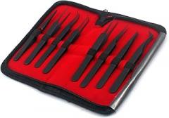 Premium Set of 8 PCS Black Stainless Steel Electronic Craft Jewellery Watch Makers Tool Tweezers-A+ Quality
