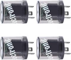 12V 3 Pin Electronic Turn Signal Flasher Relay, 4pcs three Prong Round LED Flasher Relay, signal relay, hazard flasher, Flasher relay LED turn signals for airplanes, trains, ships, automobiles